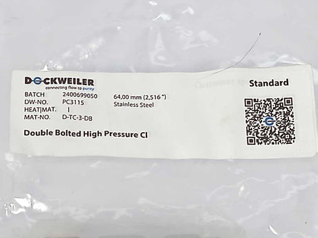 DOCKWEILER 2400699050 PC3115, Double Bolted High Pressure Cl Type - Clamp