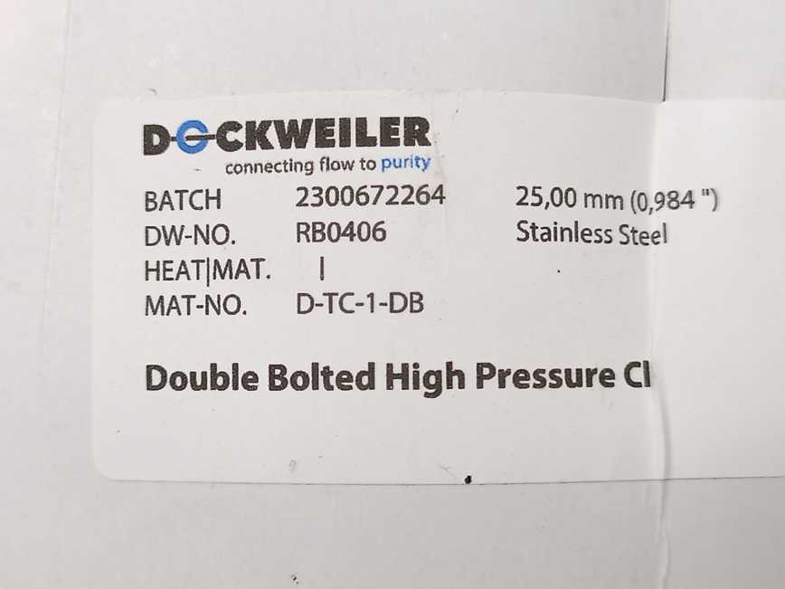 DOCKWEILER RB0406 D-TC-1-DB Double Bolted High Pressure Clamp. Flange: 25,00mm