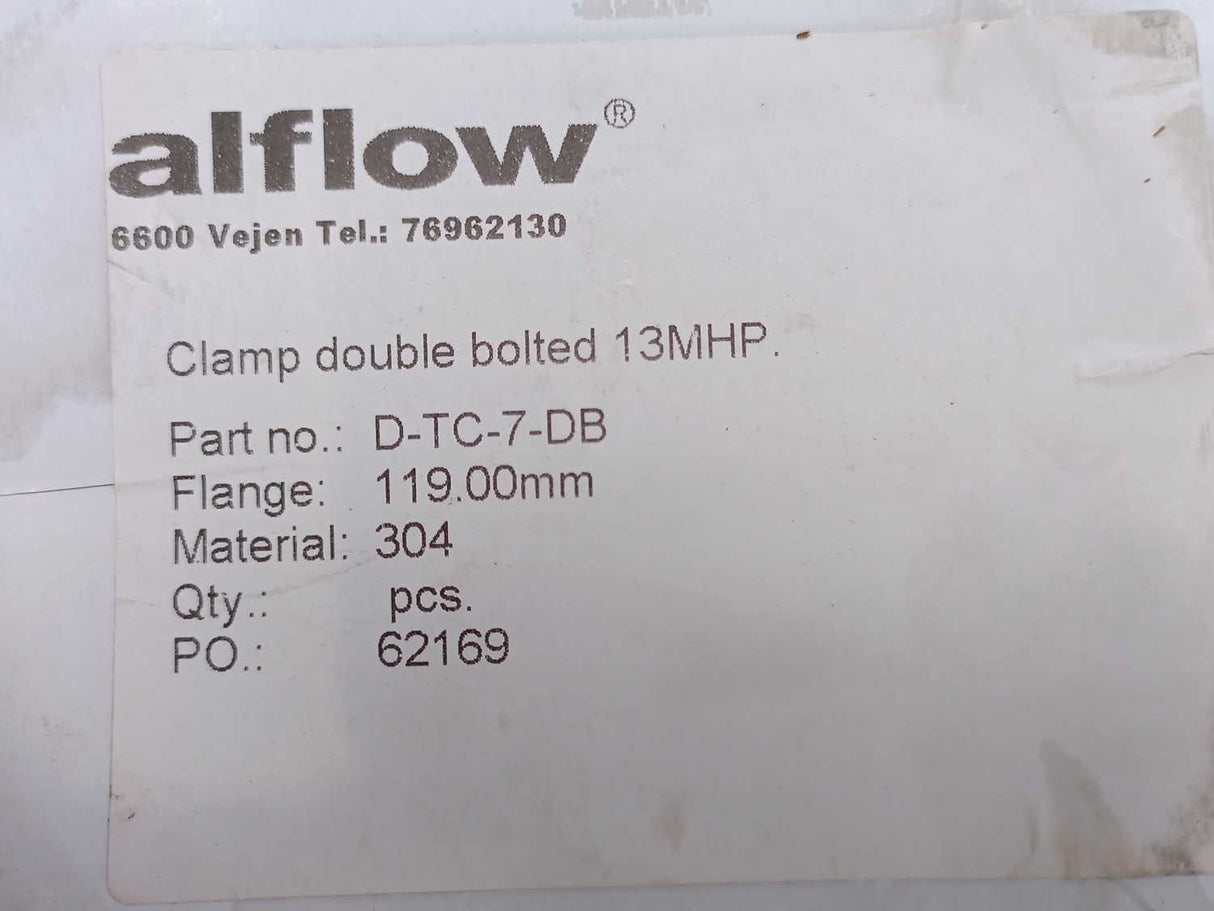Alflow / Dockweiler D-TC-7-DB KA1851 Clamp Double Bolted 13MHP. Flange 119.00mm