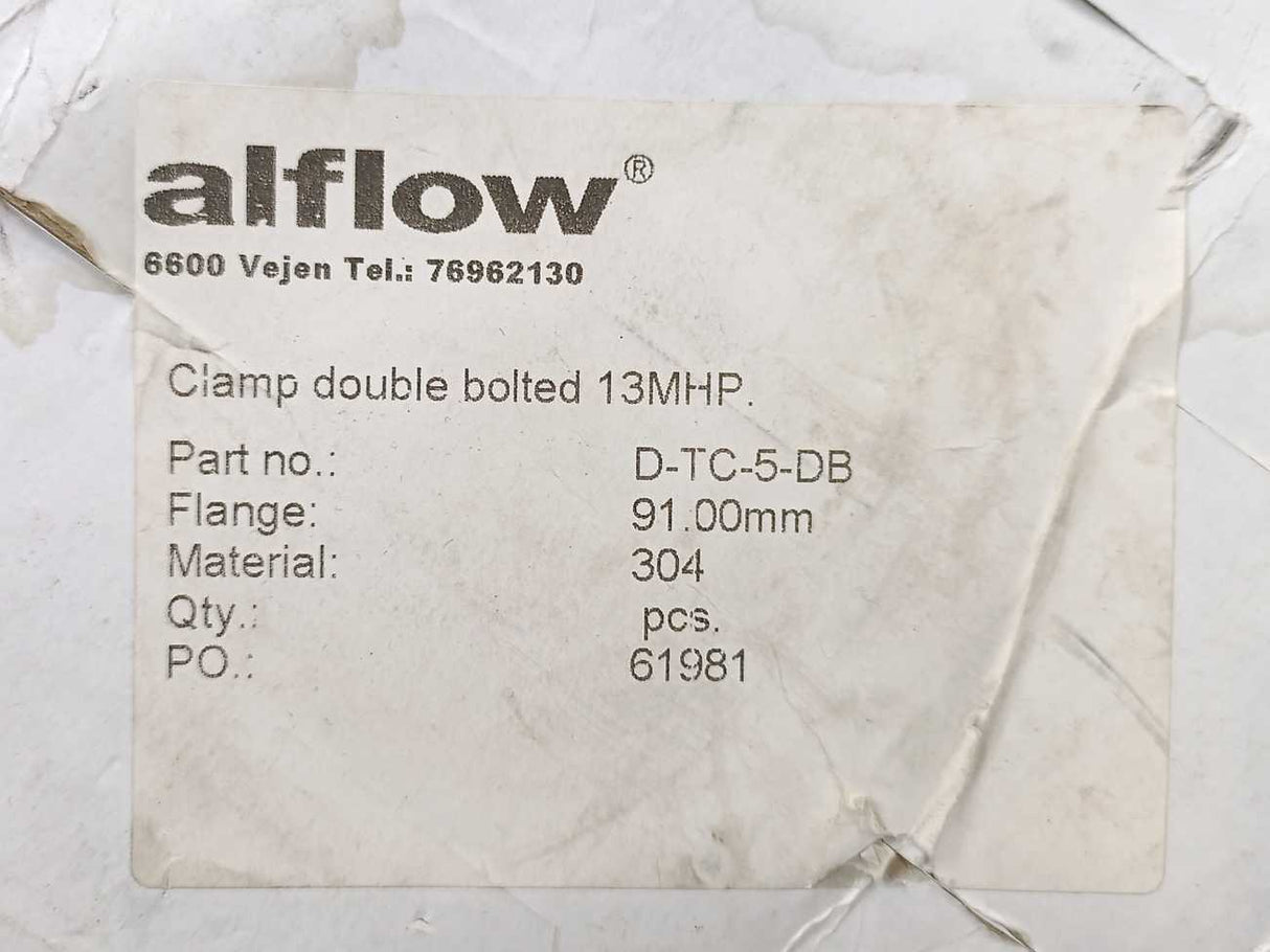 Alflow / Dockweiler D-TC-5-DB Clamp Double Bolted 13MHP. Flange: 91.00mm