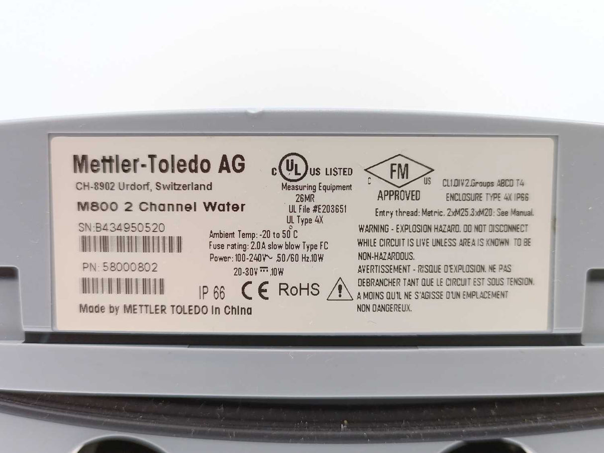 Mettler Toledo 58000802 M800 2 Channel Water