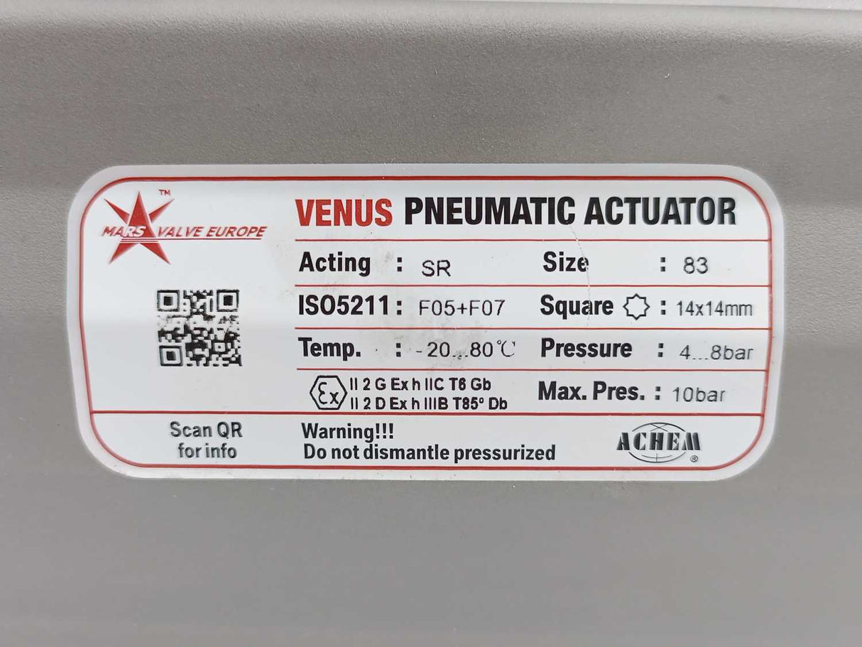 Mars Valve SR-83 VENUS SR-83 Pneumatic Actuator