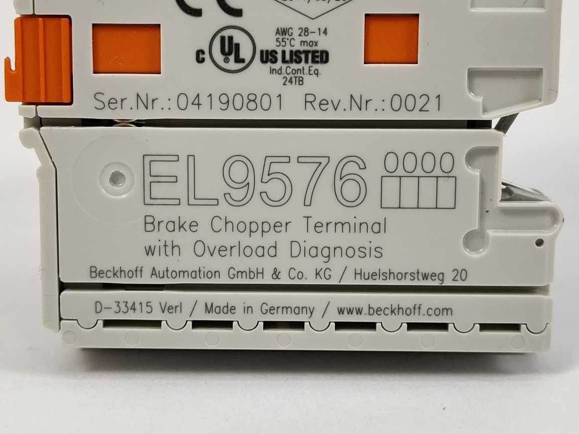 Beckhoff EL9576 Brake Chopper Terminal with EtherCAT connection