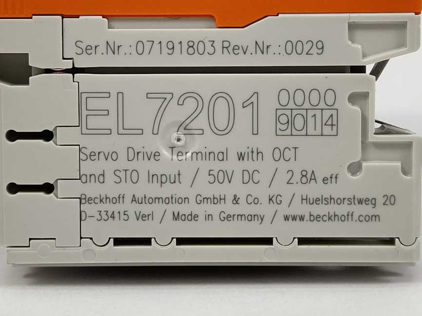 Beckhoff EL7201-9014 Servo Drive Terminal, 1-channel motion interface
