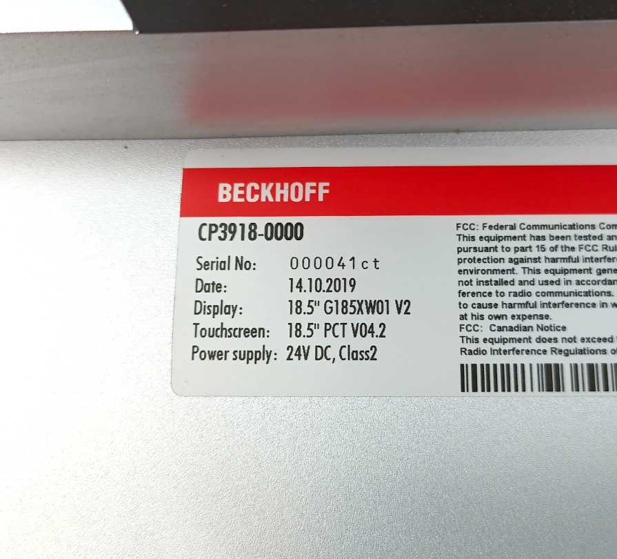 Beckhoff CP3918-0000 Multi-touch Control Panel