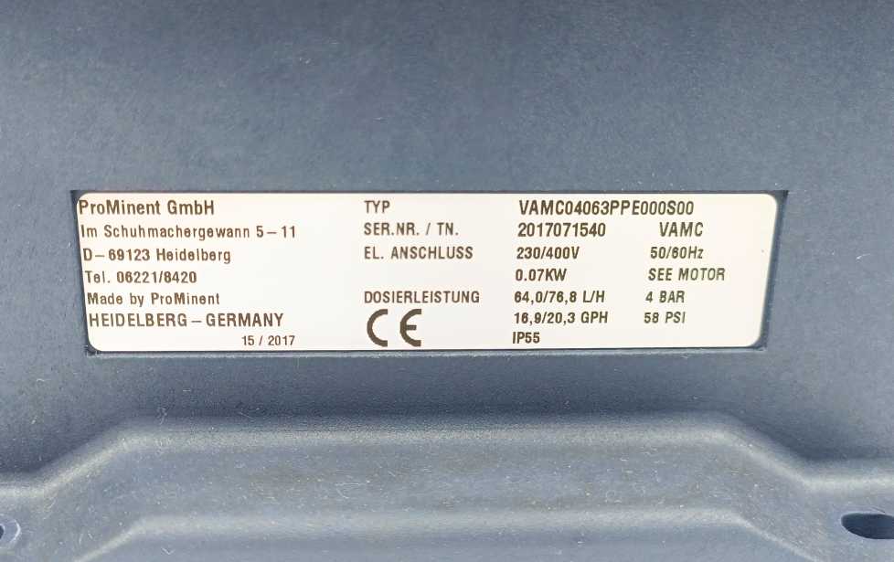 ProMinent VAMC04063PPE000S00 Metering Pump