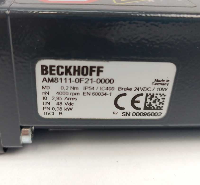 Beckhoff AM8111-0F21-0000 Servo Motor w/ Bosch Rexroth R030505648 VKK-050-NN-1
