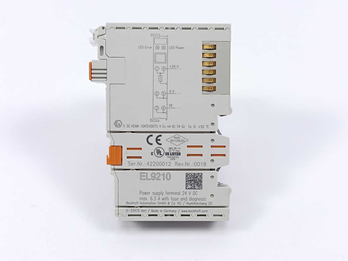 Beckhoff EL9210 Potential supply terminal, 24 V DC, with diagnostics and fuse