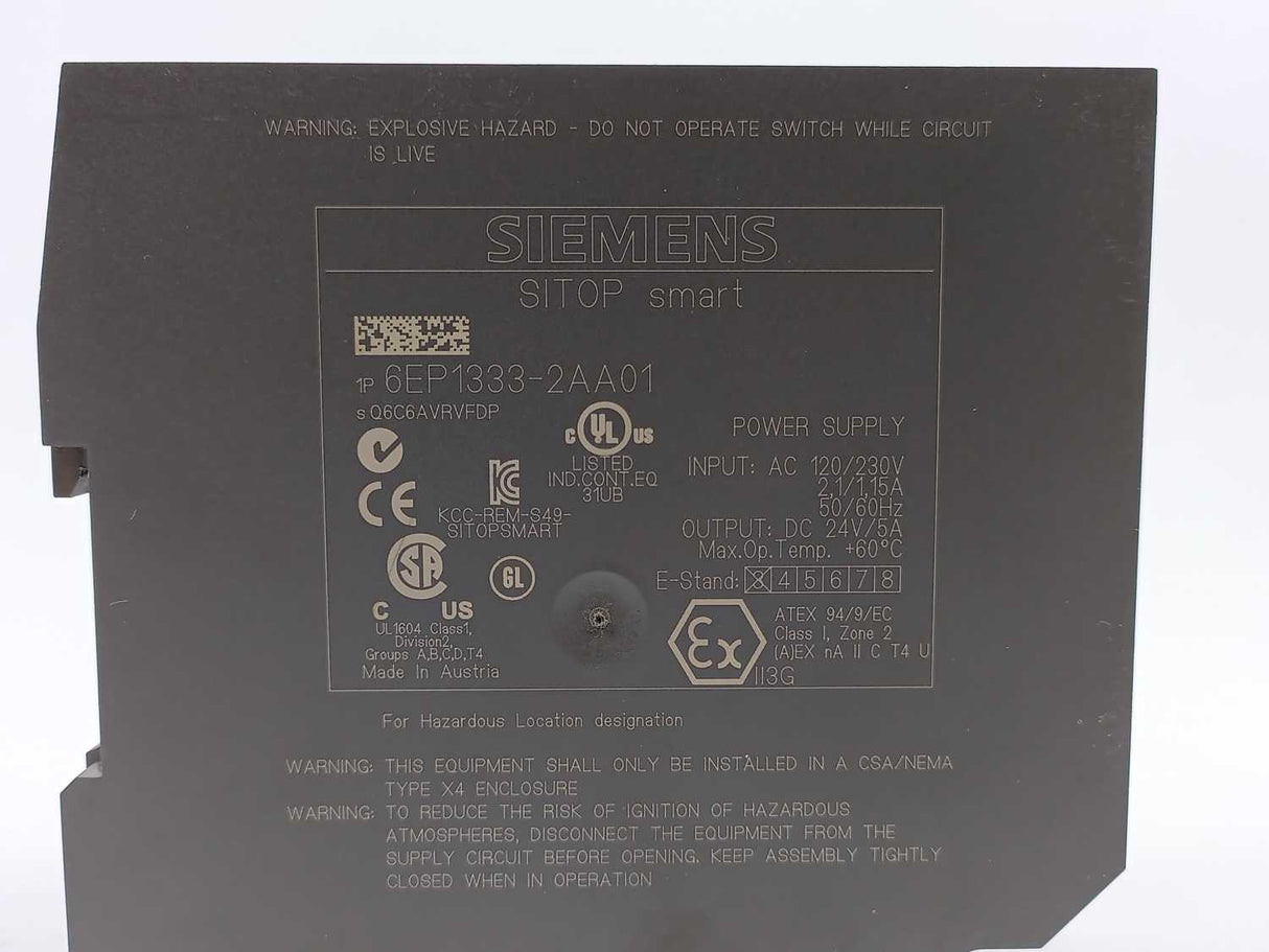 Siemens 6EP1333-2AA01 SITOP smart Power Supply 120/230VAC 2,1/1,15A 50/60Hz