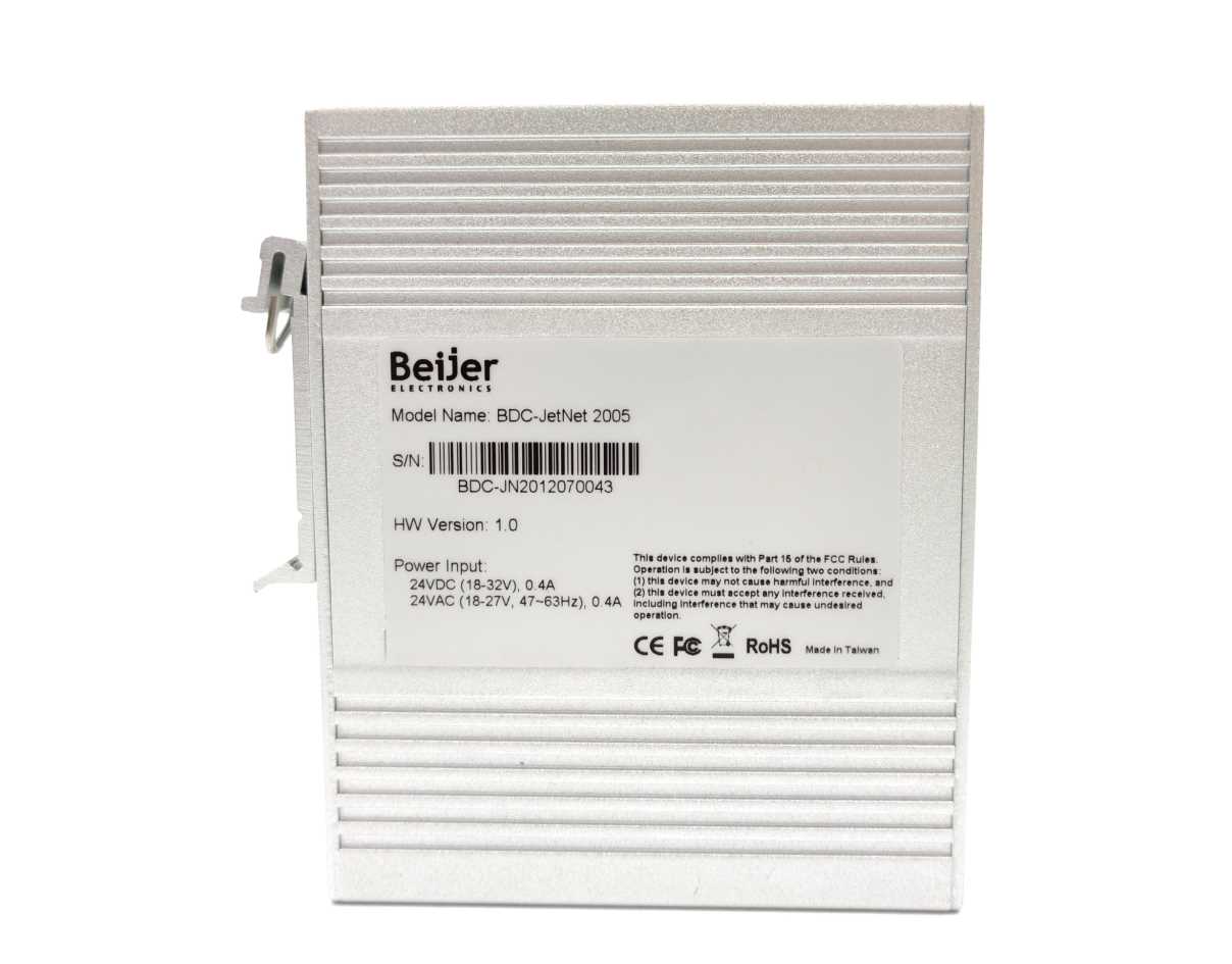 BEIJER ELECTRONICS BDC-JetNet2005 Industrial 5-port Fast Ethernet Switch