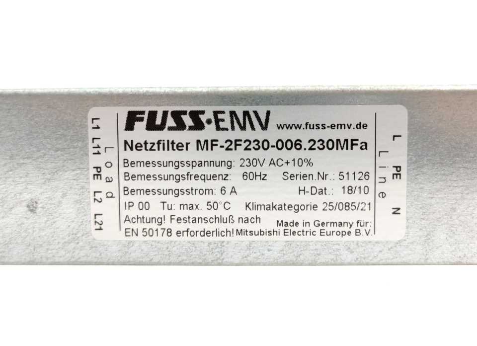 Fuss-emv MF-2F230-006.230MFa EMC Filter