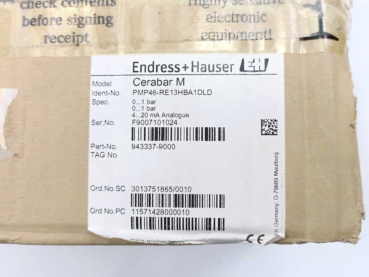 Endress+Hauser PMP46-RE13HBA1DLD Cerabar M Digital Pressure Transmitter