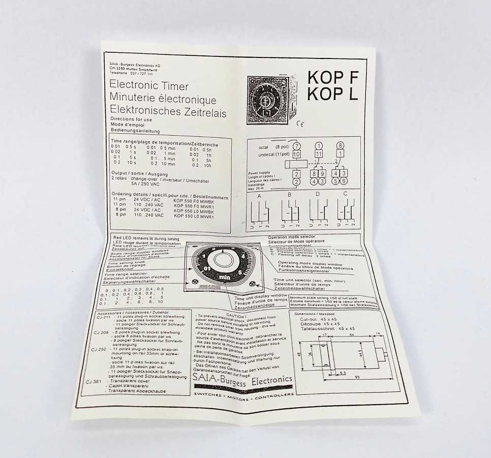 Saia-Burgess KOP 550 F0 MW BK N00 Electronic Timer KOP F KOP L