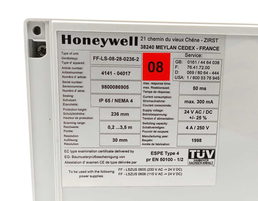 Honeywell FF-LS082802362 A+B Light Curtain 2 Pcs. Set + Control Unit