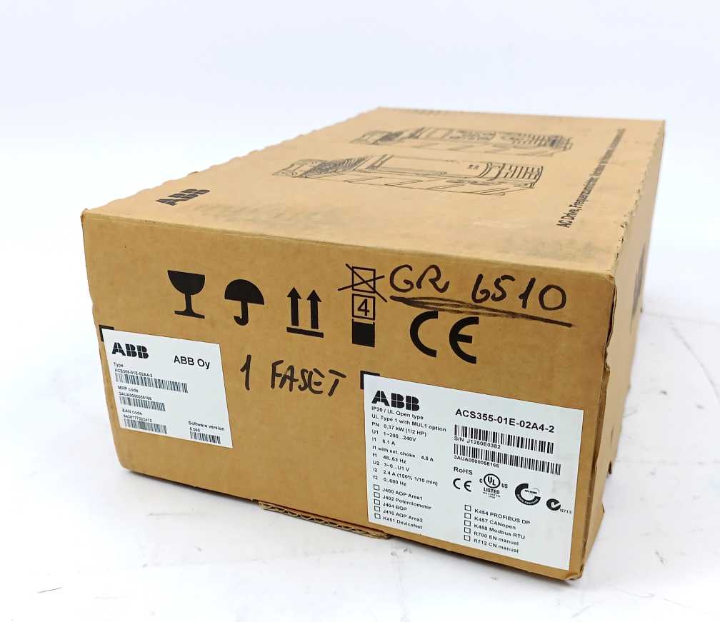 ABB 3AUA0000058166 ACS355-01E-02A4-2 Drive Module Pn 0.37 kW, 2.4 A
