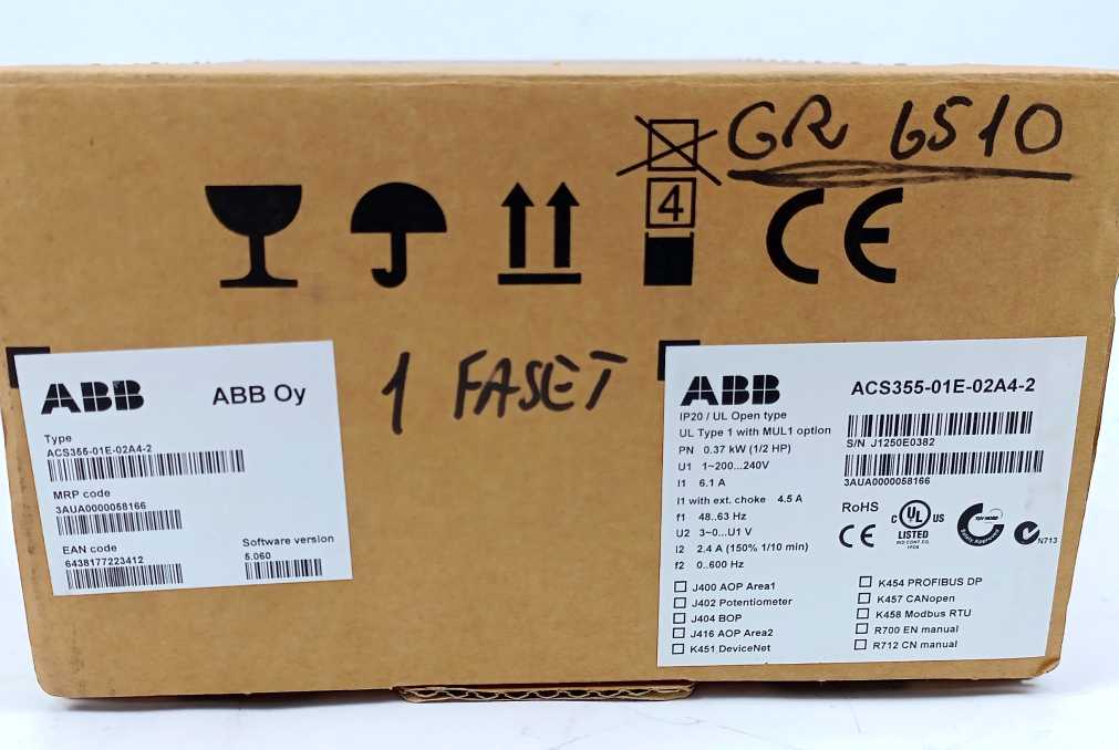 ABB 3AUA0000058166 ACS355-01E-02A4-2 Drive Module Pn 0.37 kW, 2.4 A