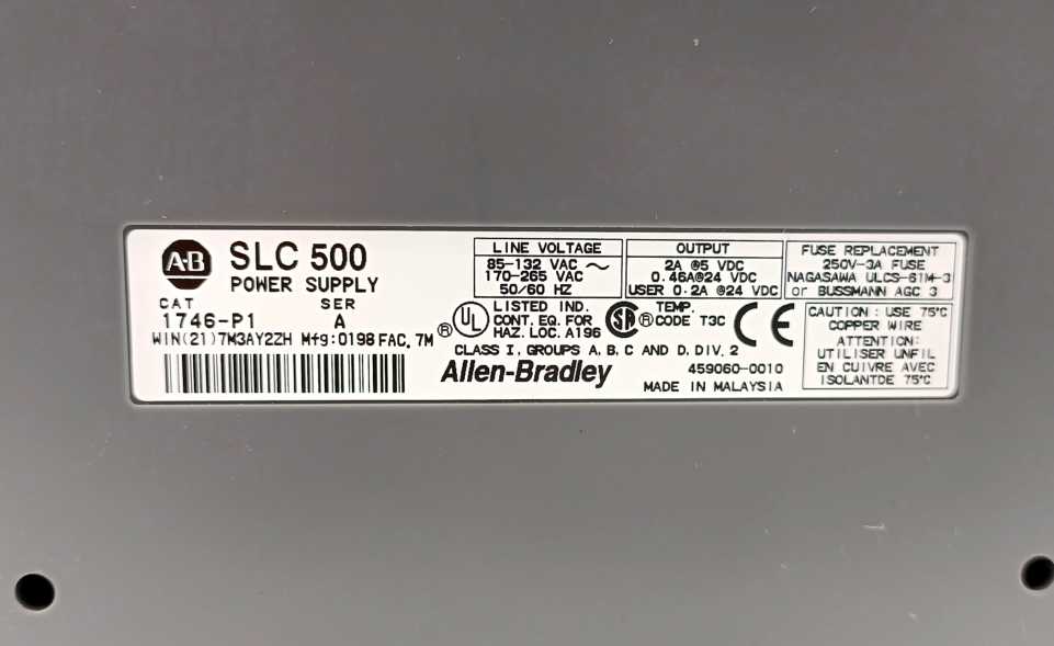 AB 1746-P1 Ser. A SLC 500, Power supply