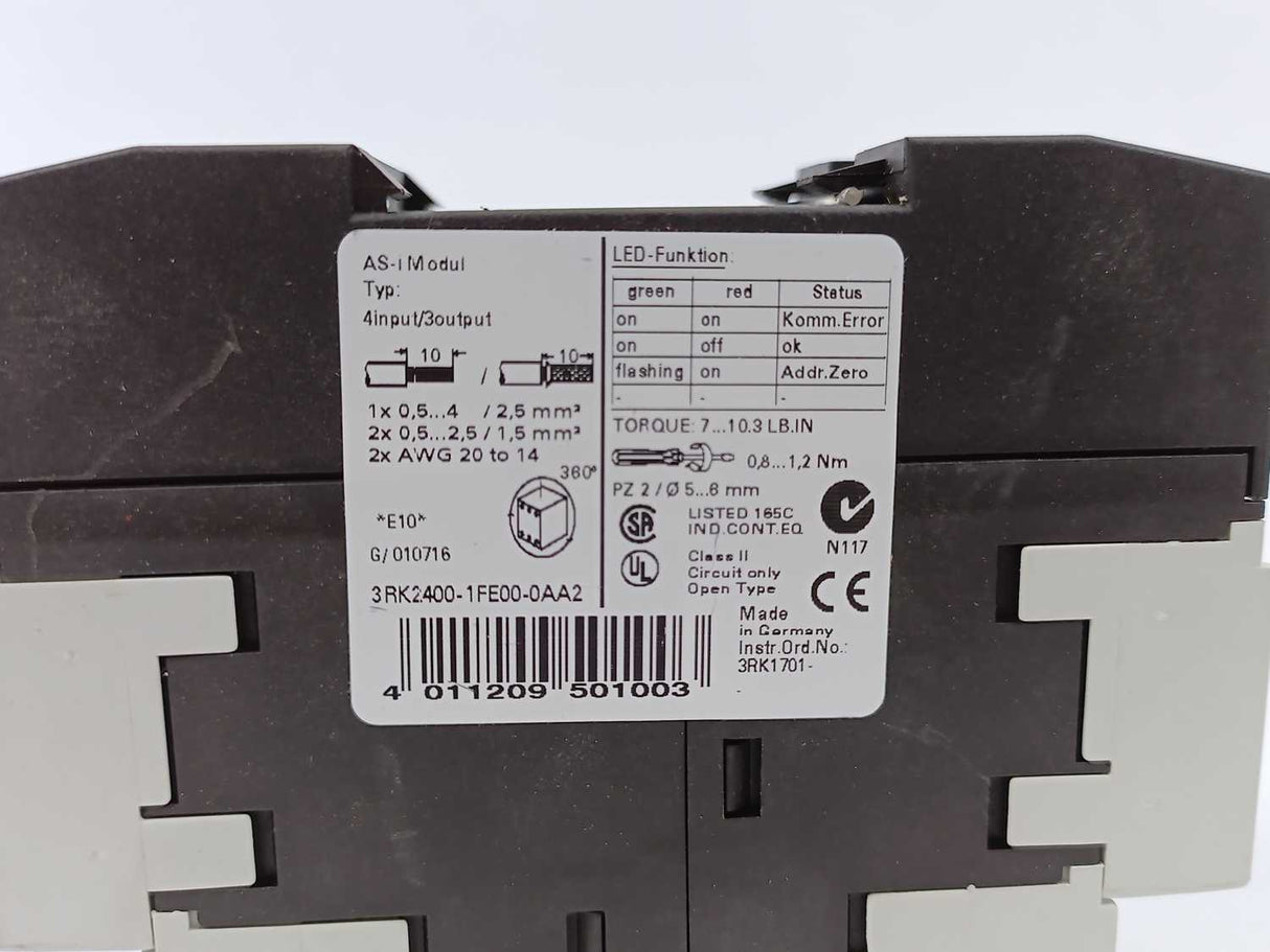 Siemens 3RK2400-1FE00-0AA2 AS-i SlimLine module S45 digital
