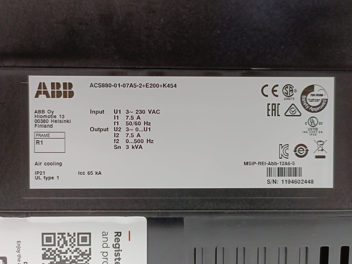 ABB 3AUA0000143477 ACS880-01-07A5-2+E200+K454