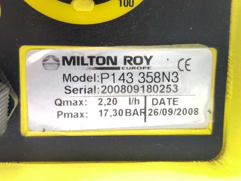 MILTON ROY P143 358N3 Qmax: 2,20 I/h, Pmax: 17,30 BAR Pump