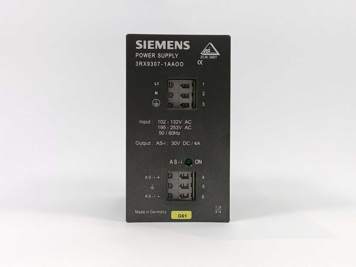 Siemens 3RX9307-1AA00 POWER SUPPLY, INPUT VOLTAGE 102-132V
