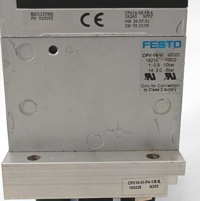 Festo 18210 CPV14-VI Valve Terminal, W/ 18260, 152425, 159615