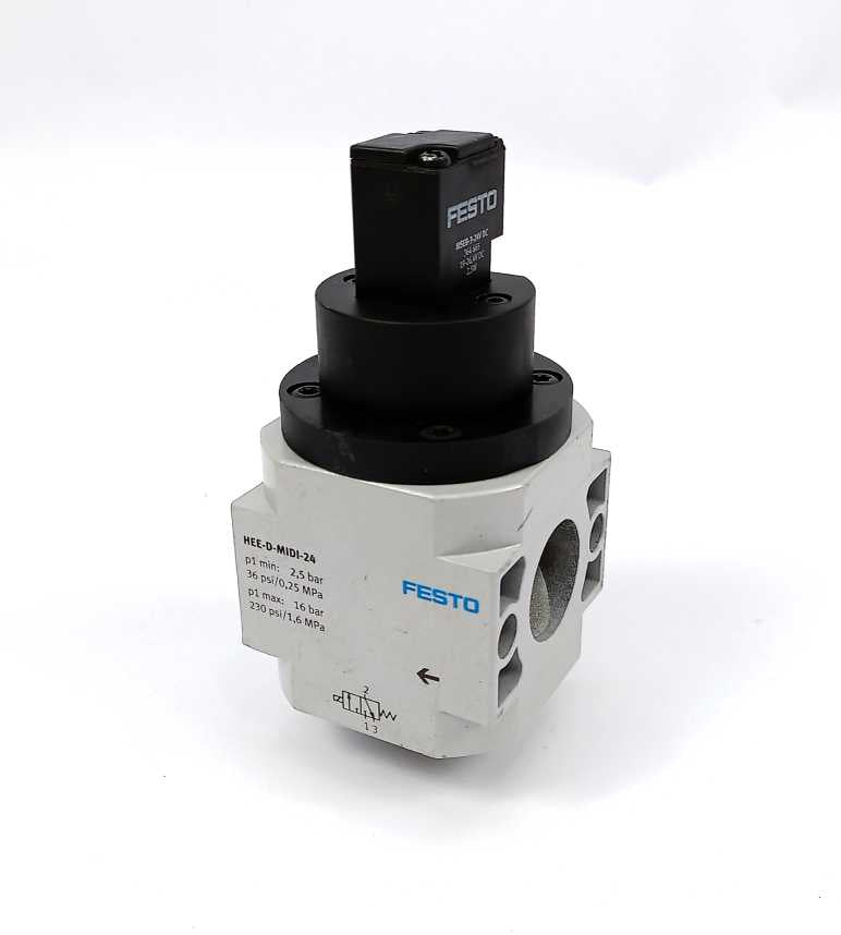 Festo 172959 HEE-D-MIDI-24 On/off Valve w/ 364665 MSEB-3-24VDC