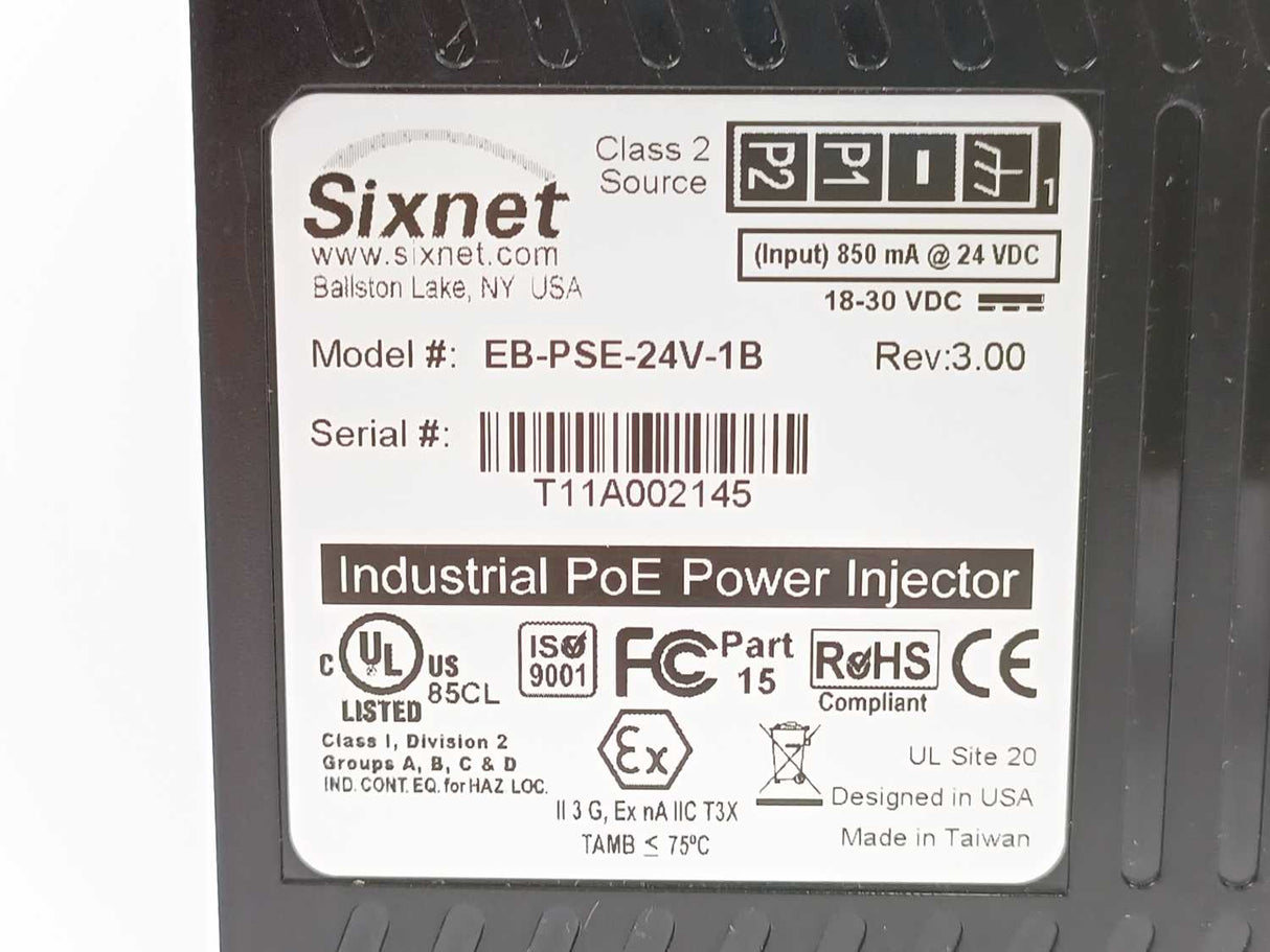 Sixnet EB-PSE-24V-1B Industrial PoE Power Injector