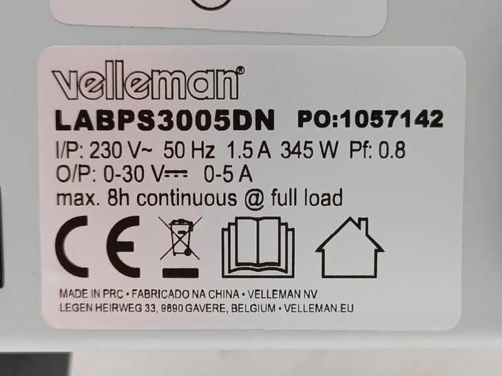 Velleman LABPS3005DN Programmable DC Lab Power Supply 0-30VDC, 5A Max