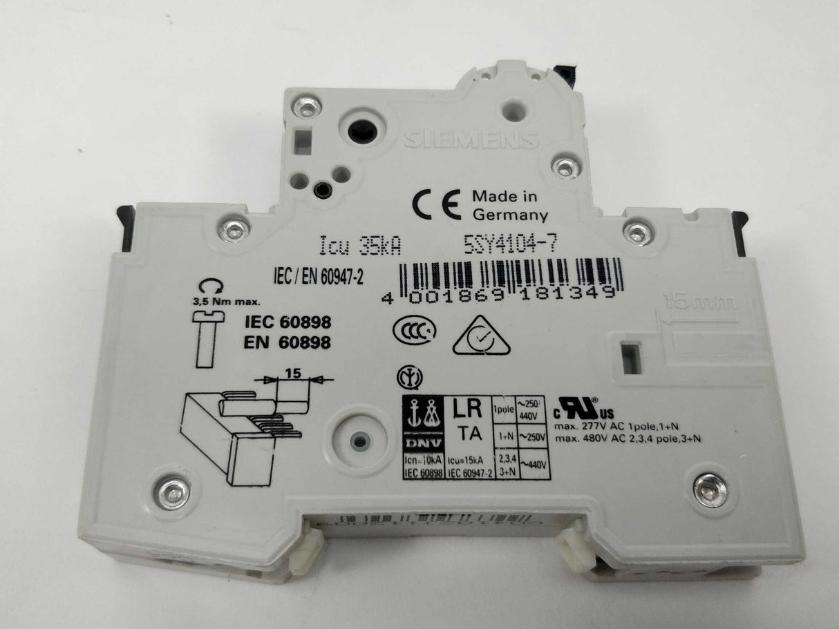 Siemens 5SY4104-7 MCB C4 Miniature circuit breaker