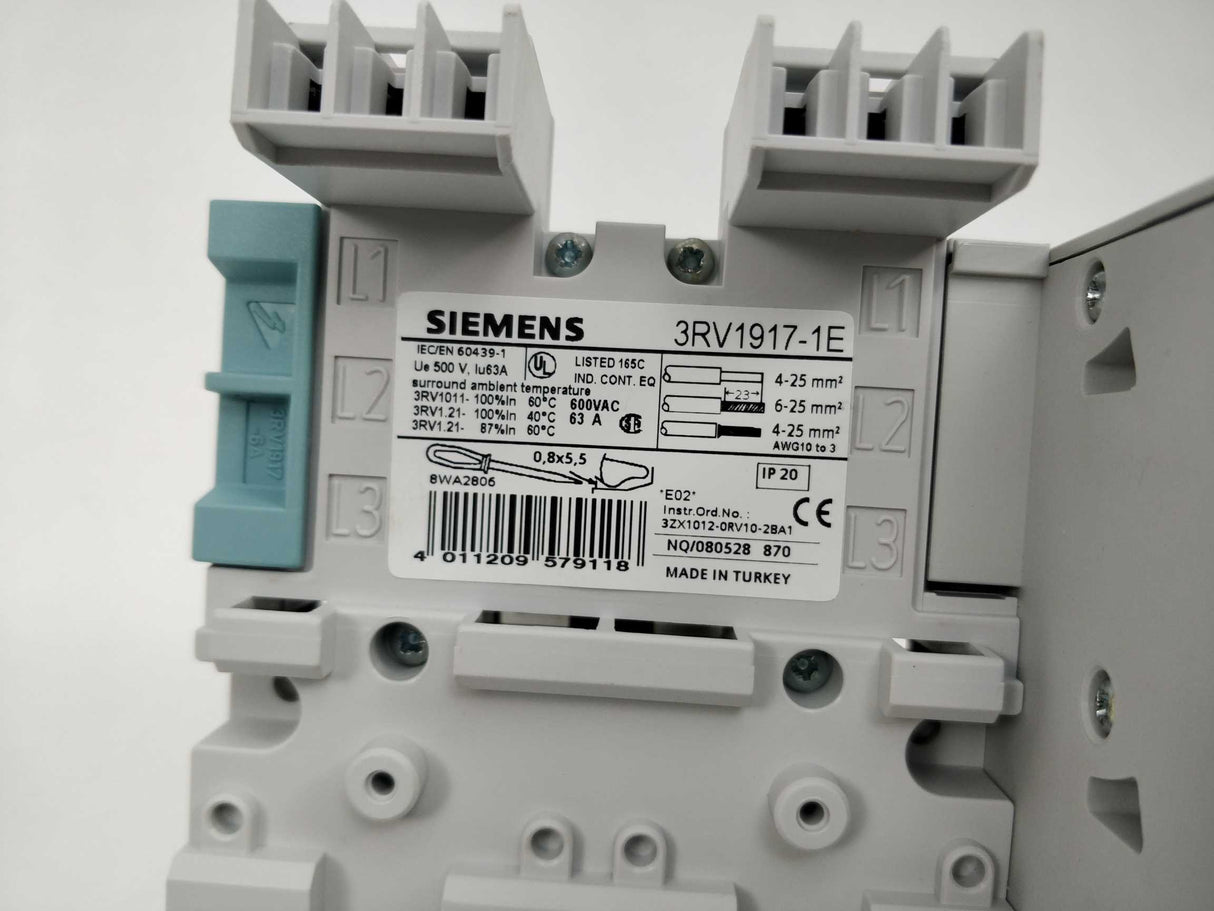 Siemens 3RV1917-1E 3-Phase Busbar