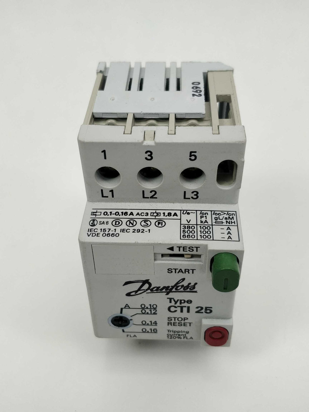 Danfoss 047B3140 Circuit Breaker , CTI 25M, 0.1-0.16 A