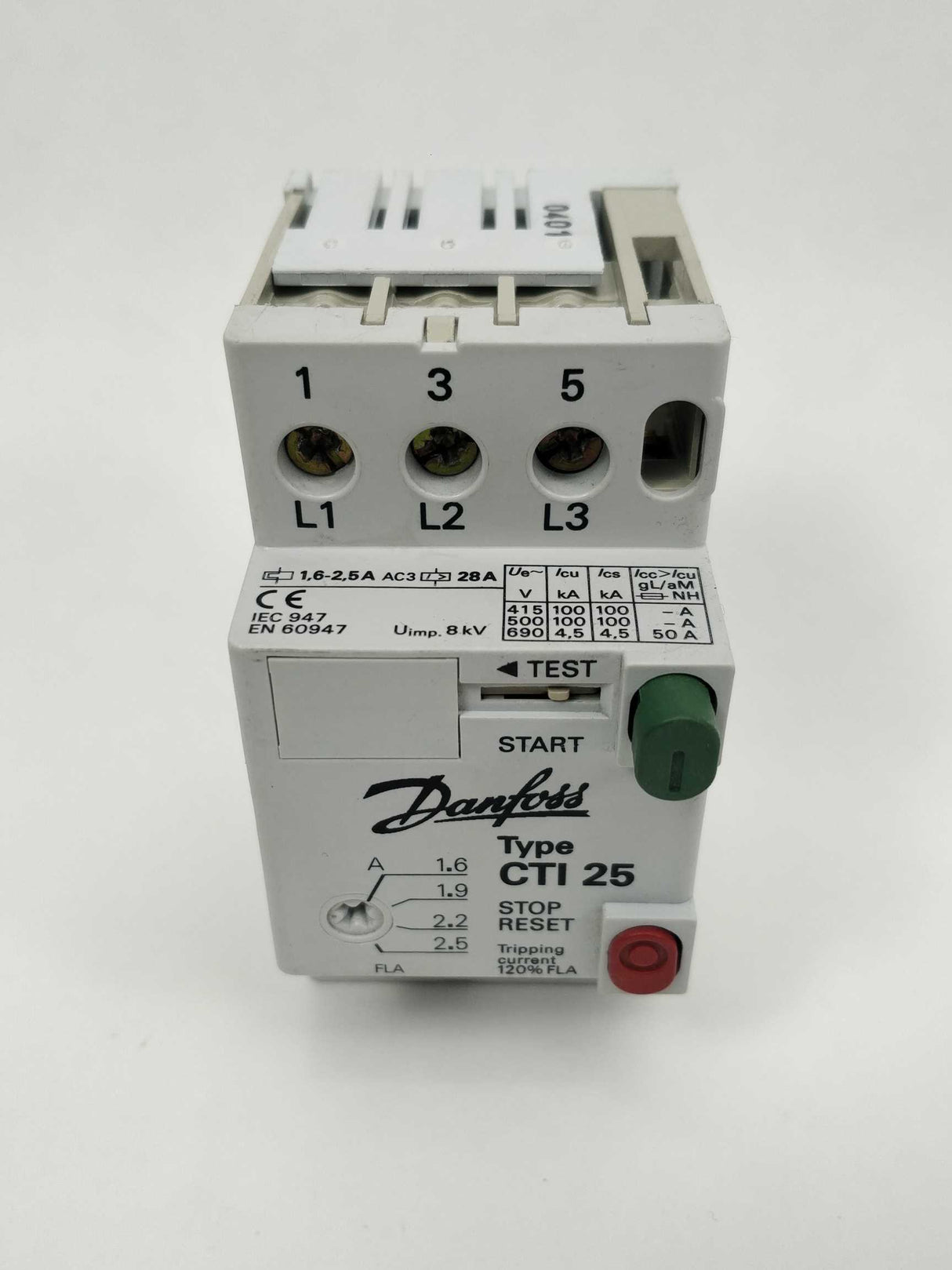 Danfoss 047B3026 CTI25 circuit breaker, 1.6-2.5 A