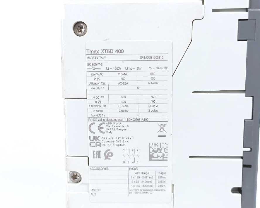 ABB 1SDA100548R1 XT5D 400 4p F F Switch-Disconnector