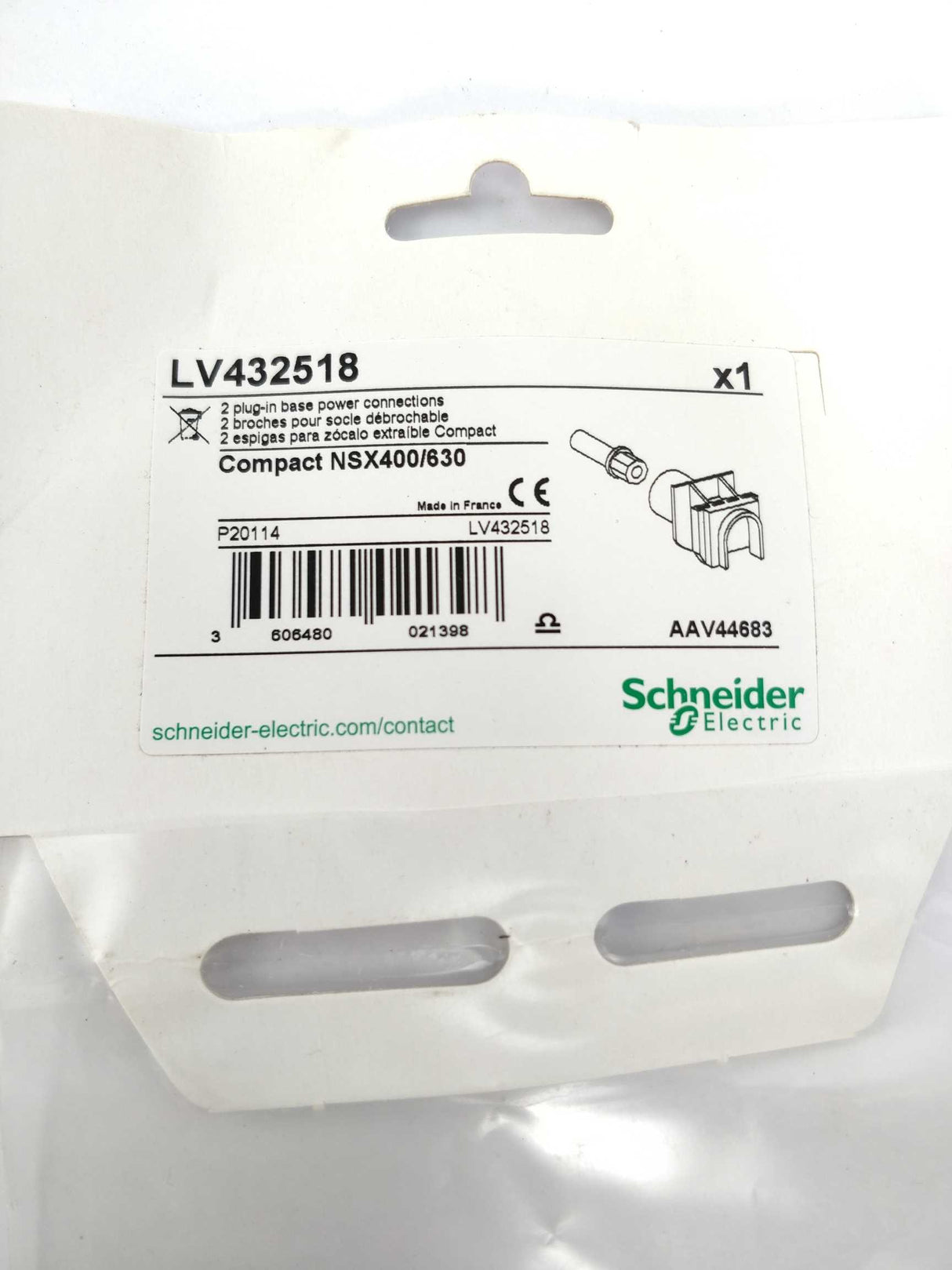 Schneider Electric LV432518 2 pcs. 2 plug-in base power connections