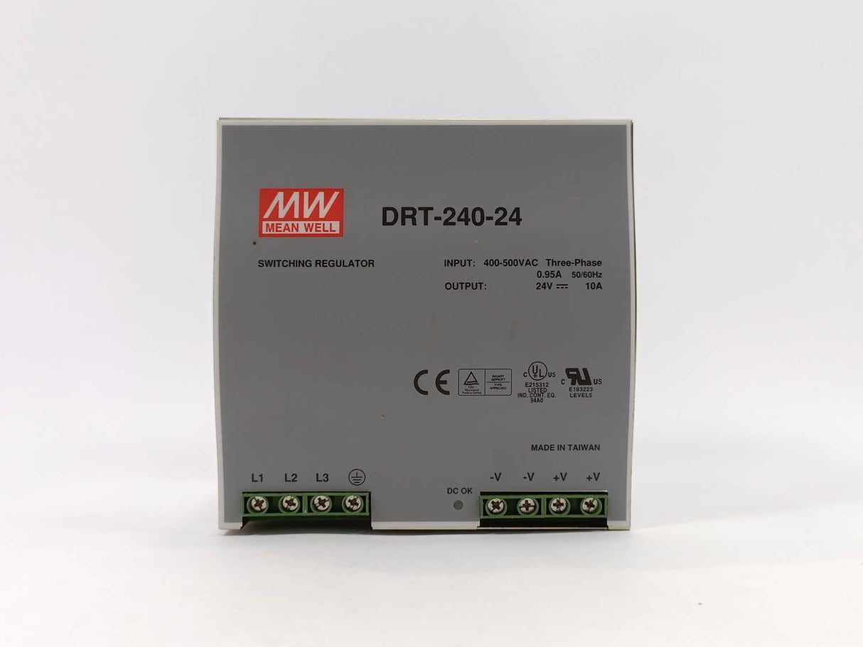 Mean Well DRT-240-24 Three Phase Industrial DIN RAIL Power Supply 24VDC 10A