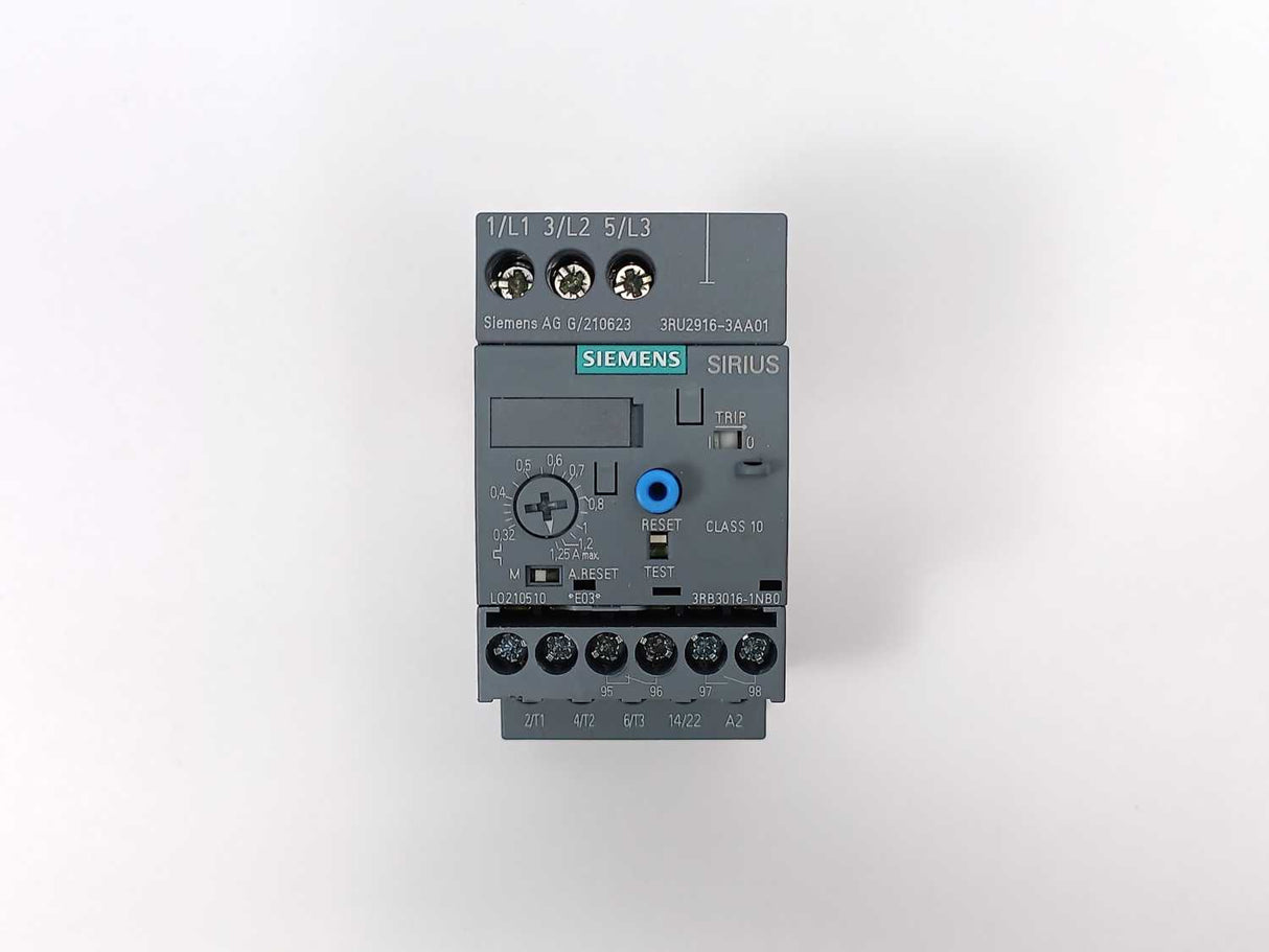 Siemens 3RB3016-1NB0 Overload Relay 0.32...1.25 w/ 3RU2916-3AA01