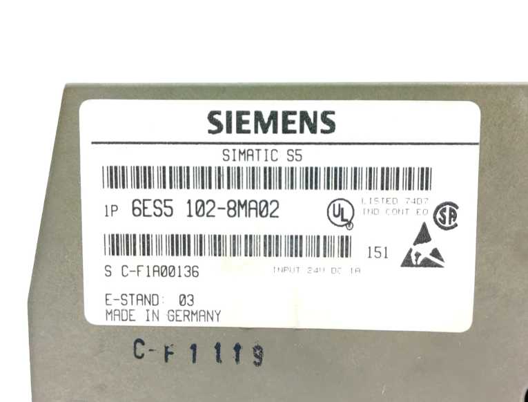 Siemens 6ES5102-8MA02 SIMATIC S5 CPU 102 w/ 6ES5375-0LA15