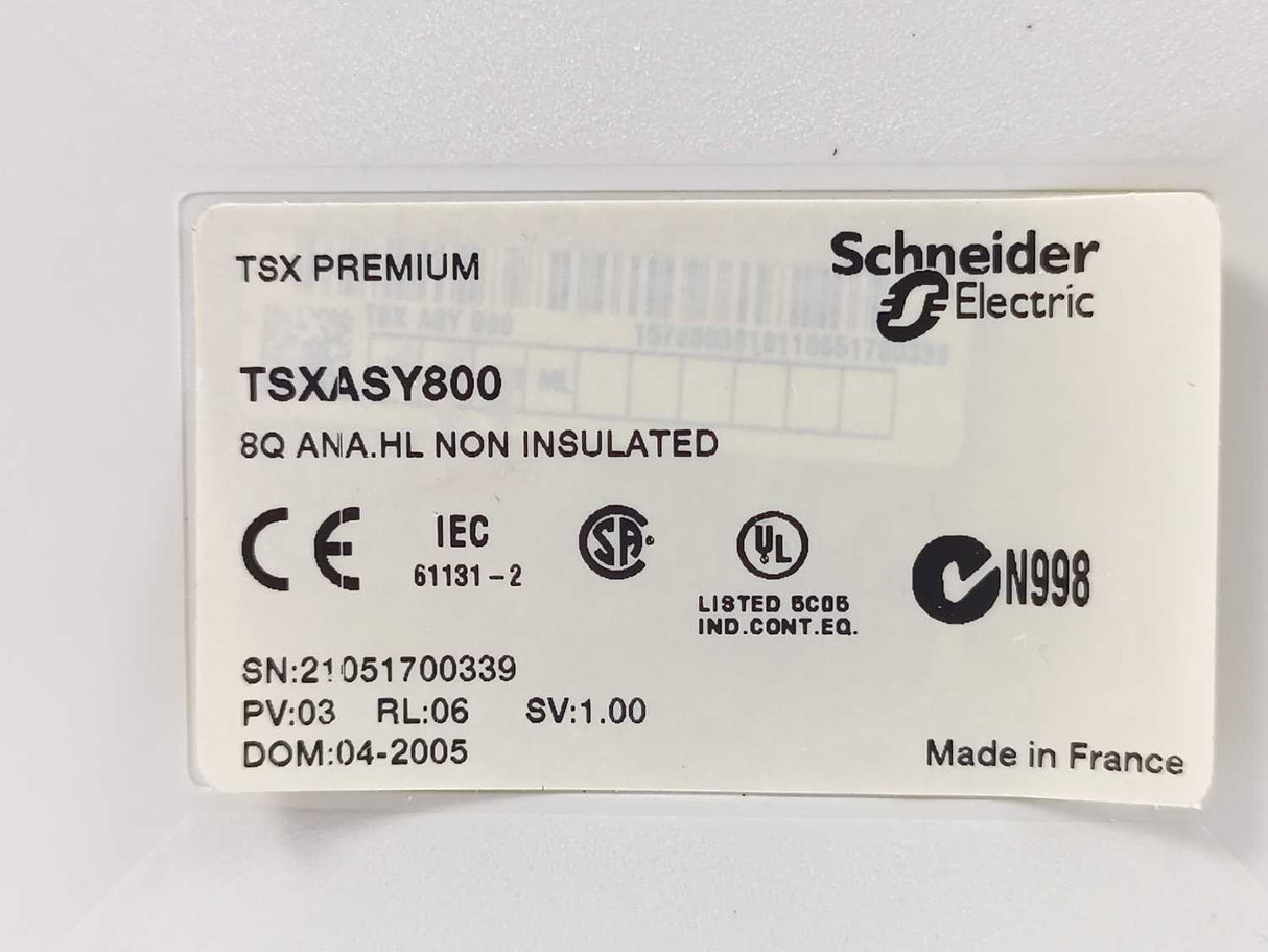 Schneider Electric TSXASY800 Analog Output Module Non Insulated