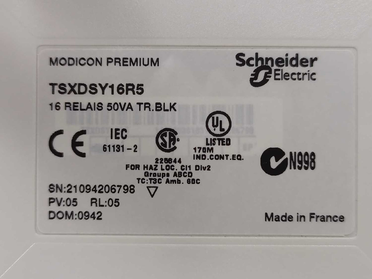 Schneider Automation TSXDSY16R5 TSX PREMIUM Output Module w/ TSXBLY01