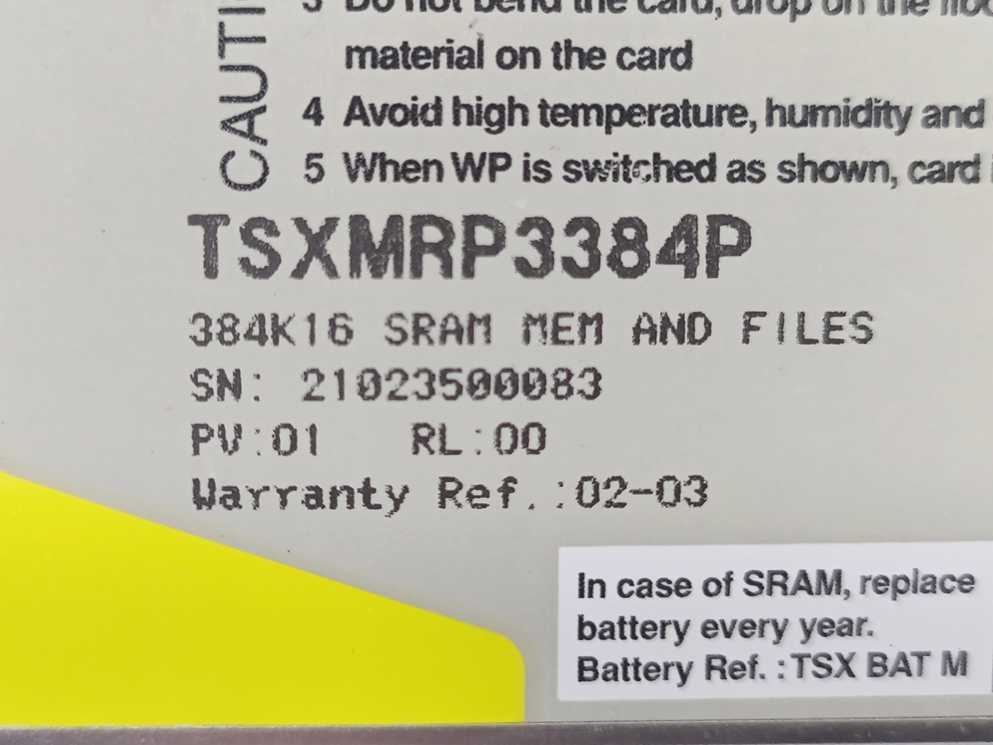 Schneider Automation TSXMRP3384P 384K16 SRAM Memory and Files