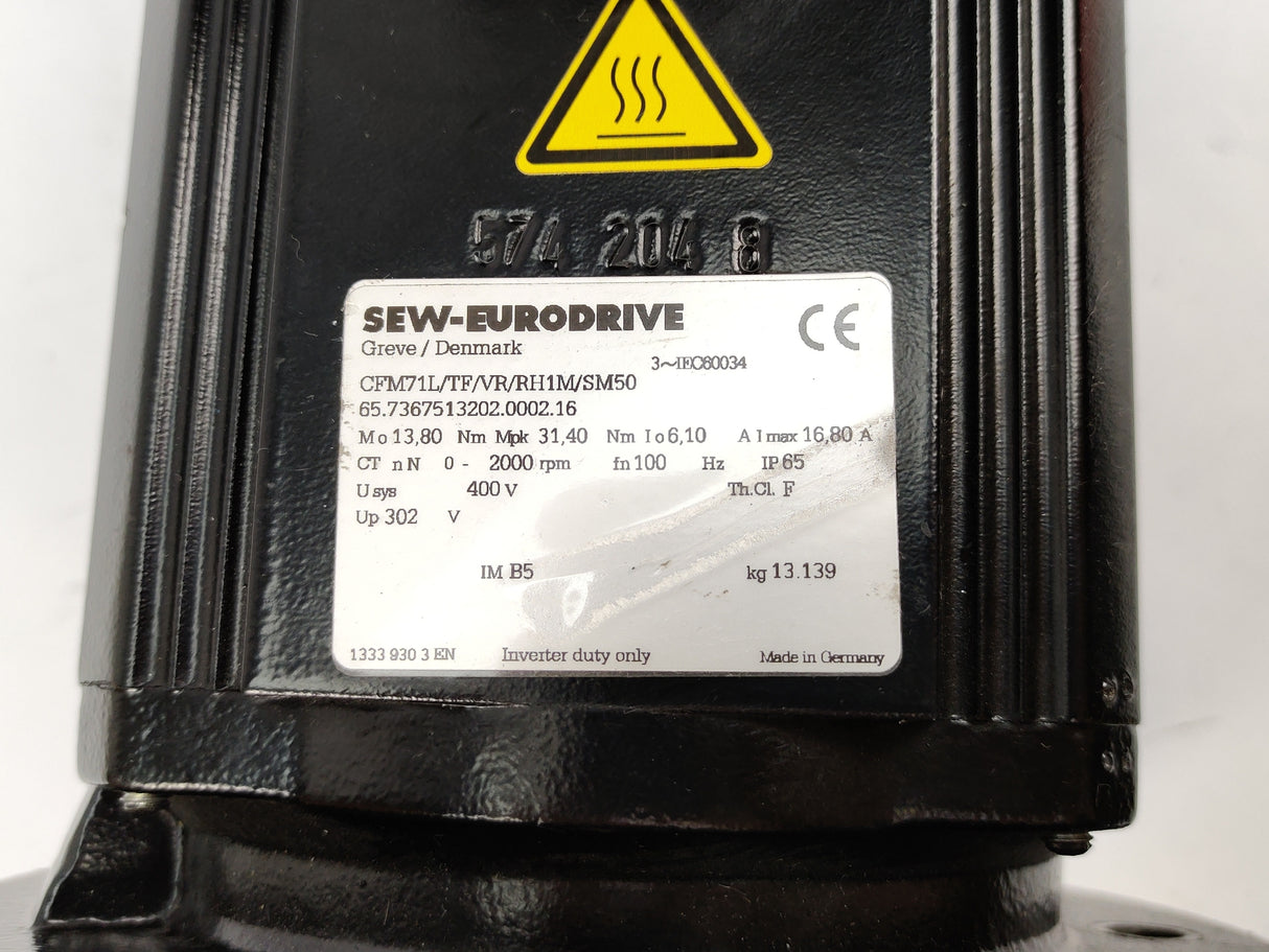 SEW-EURODRIVE  CFM71L/TF/VR/RH1M/SM50 Servo Motor 65.7367513202.0002.16