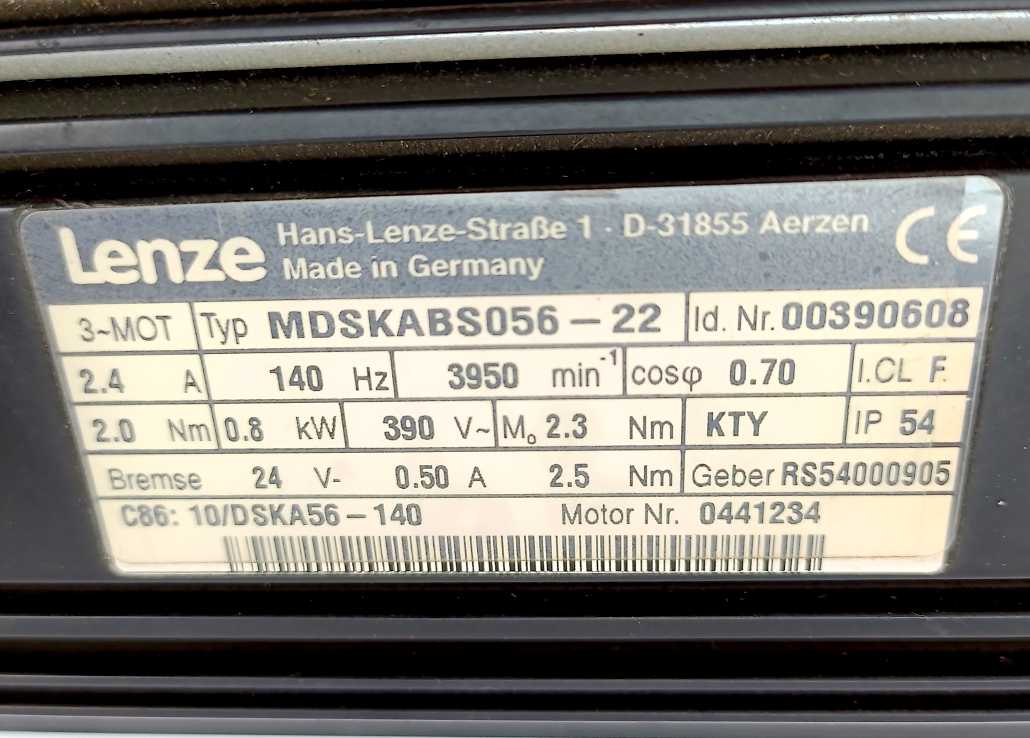 LENZE MDSKABS056-22 3~ AC Async Servo Motor