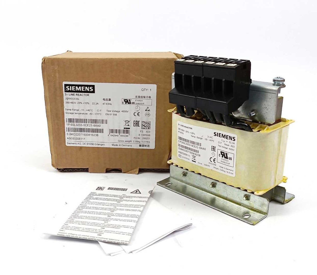 Siemens 6SL3203-0CE21-8AA0 SINAMICS 3- Line Reactor