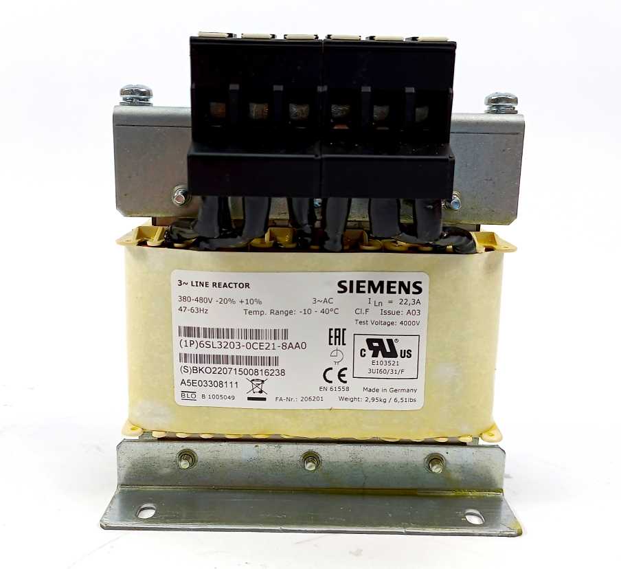 Siemens 6SL3203-0CE21-8AA0 SINAMICS 3- Line Reactor