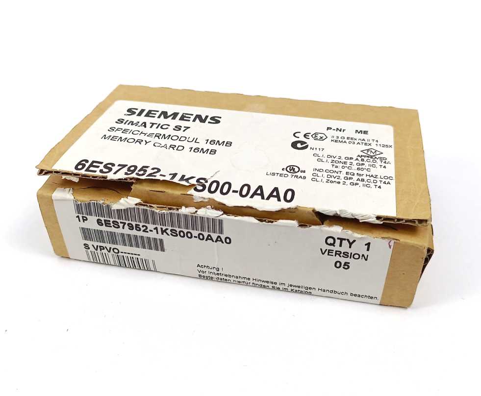 Siemens 6ES7952-1KS00-0AA0 SIMATIC S7 Memory Card 16MB