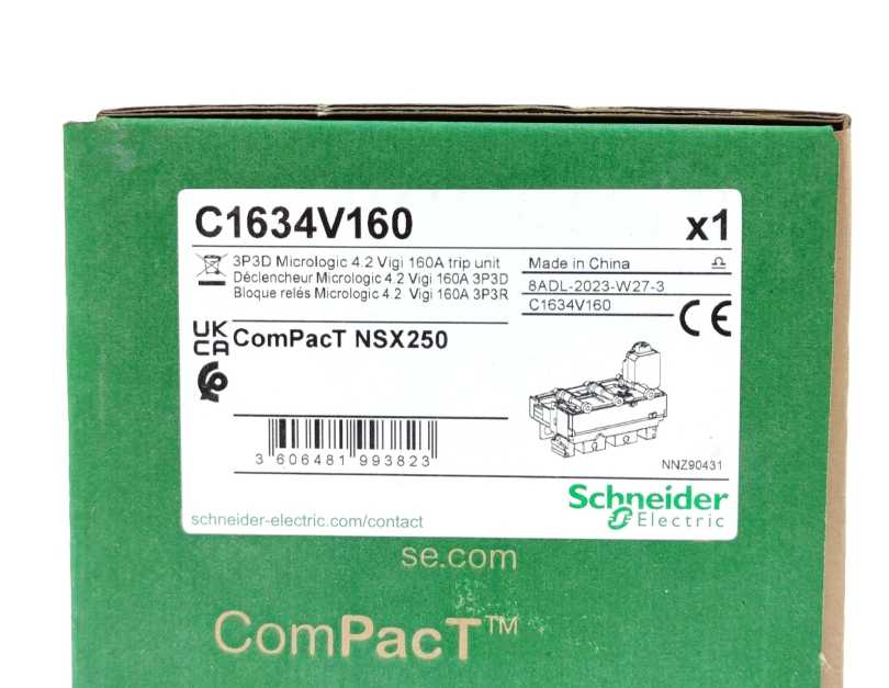 Schneider Electric C1634V160 ComPacT NSX160/250 3P3D MicroLogic Vigi 4.2