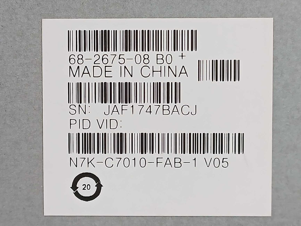 CISCO 68-2675-08 B0+ N7K-C7010-FAB-1 Nexus 7000 46Gbps Switch Fabric Module