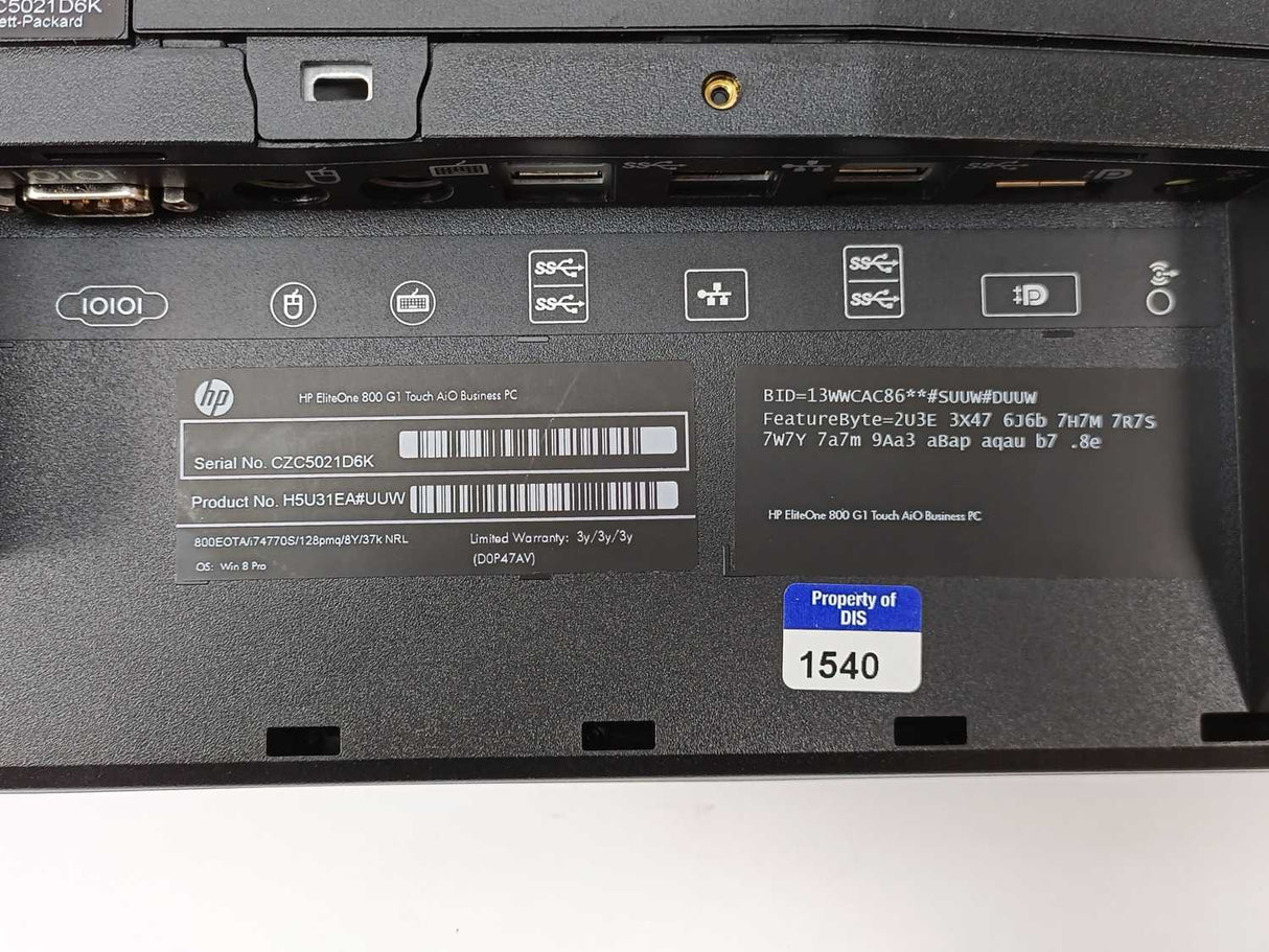 HP TPC-W012 EliteOne 800 G1 Touch All-in-One PC 8GB RAM 128GB SSD