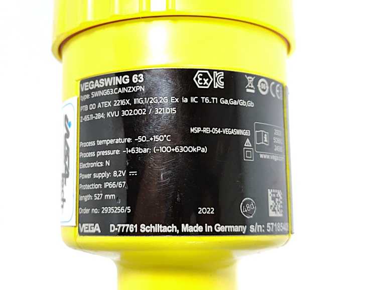 Vega VEGASWING 63 Liquid vibrating level switch 527mm